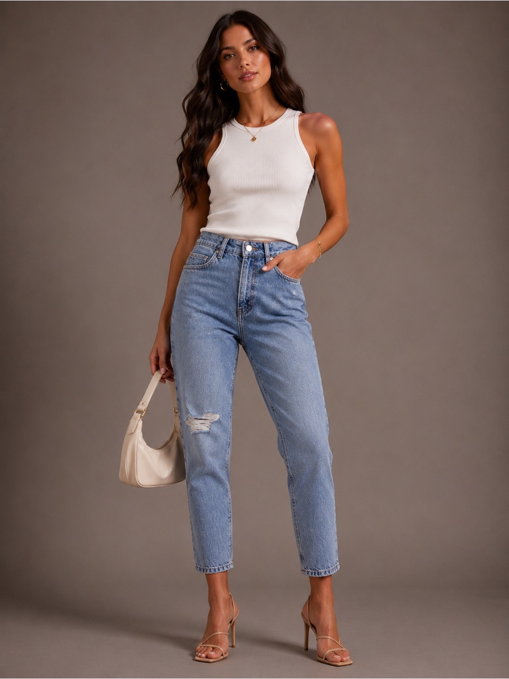 NWT Hugo Boss 938 Mom Fit Jean in Oxygen